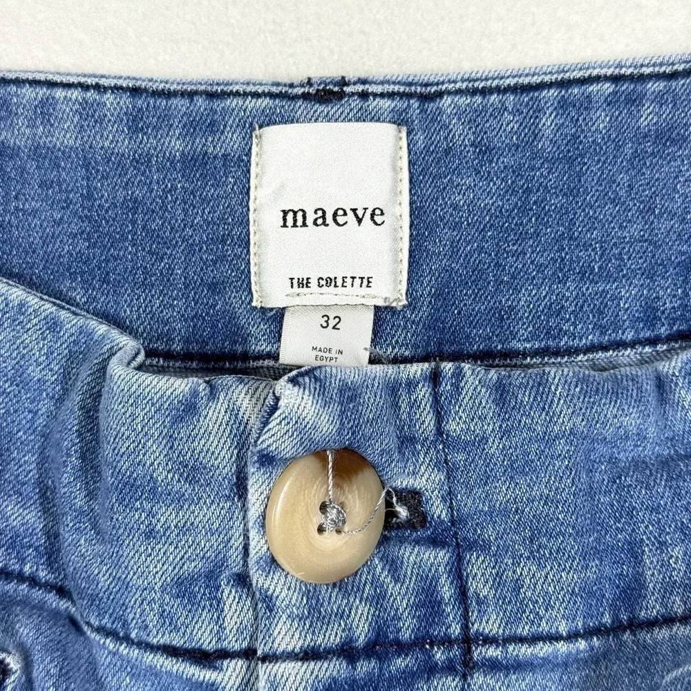 Maeve Anthropologie Jeans Womens 32 The Colette Wide Leg Crop Denim Patch Pocket - Picture 4 of 14